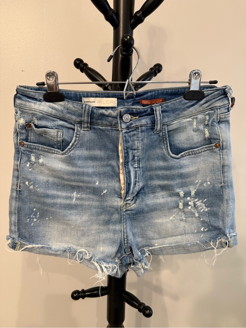 Pilcro Distressed Light Blue Denim Cutoff Shorts